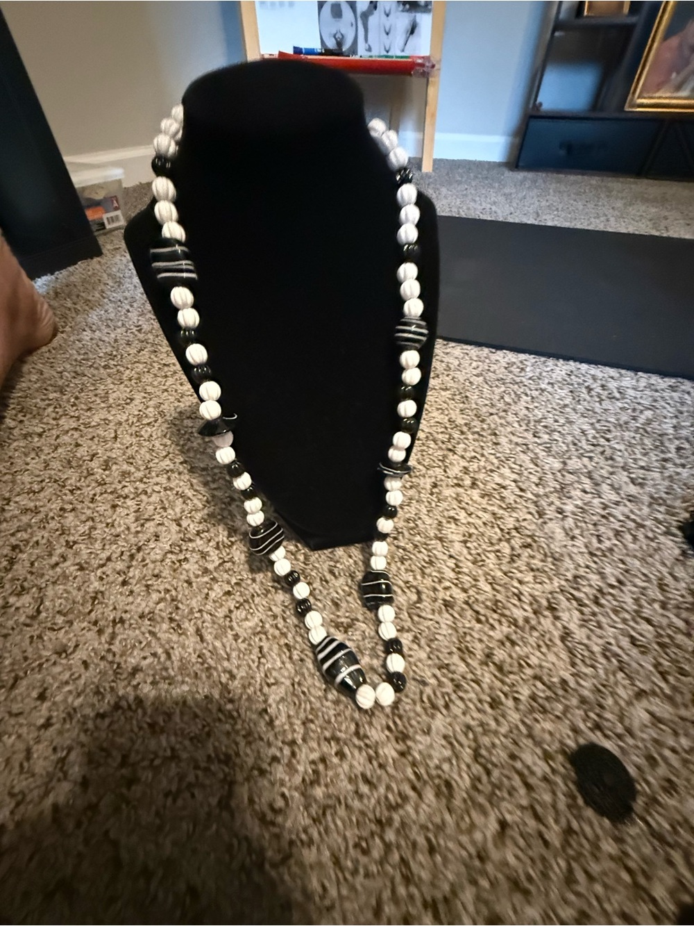 Black & White Beaded Statement Necklace - Brand Unknown3 - Picture 3 of 3